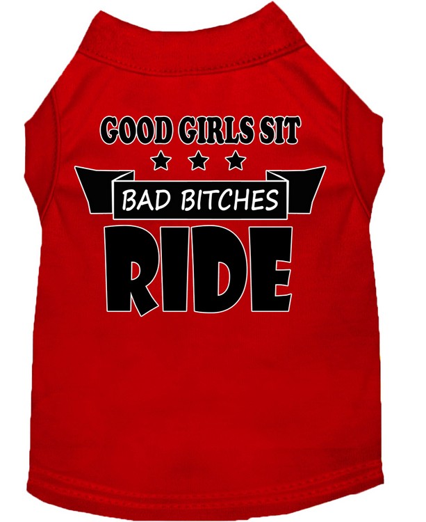 Bitches Ride Screen Print Dog Shirt Red XS